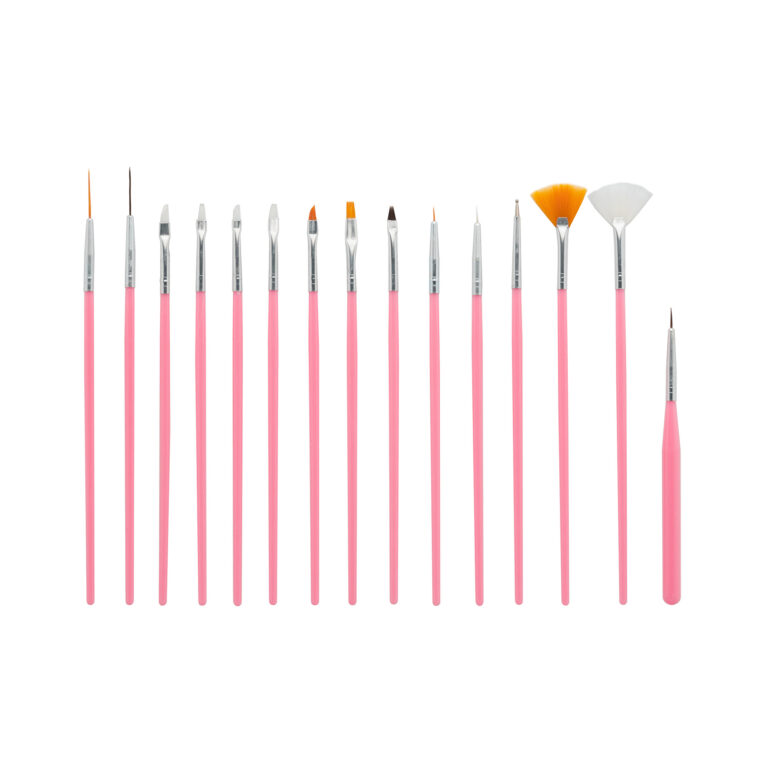 Zestaw różowych pędzelków do zdobień 15 szt