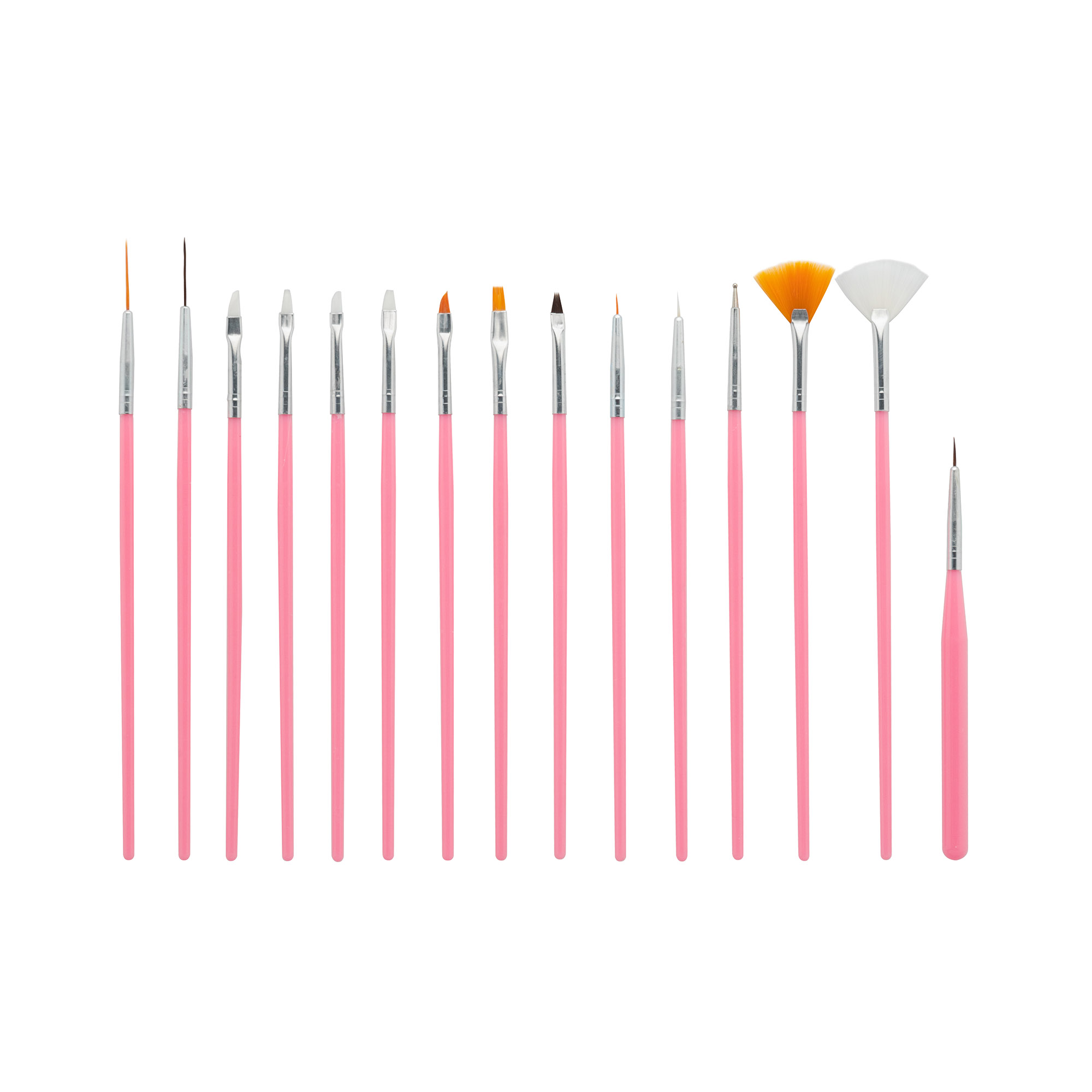 Zestaw różowych pędzelków do zdobień 15 szt Zestaw różowych pędzelków do zdobień 15 szt