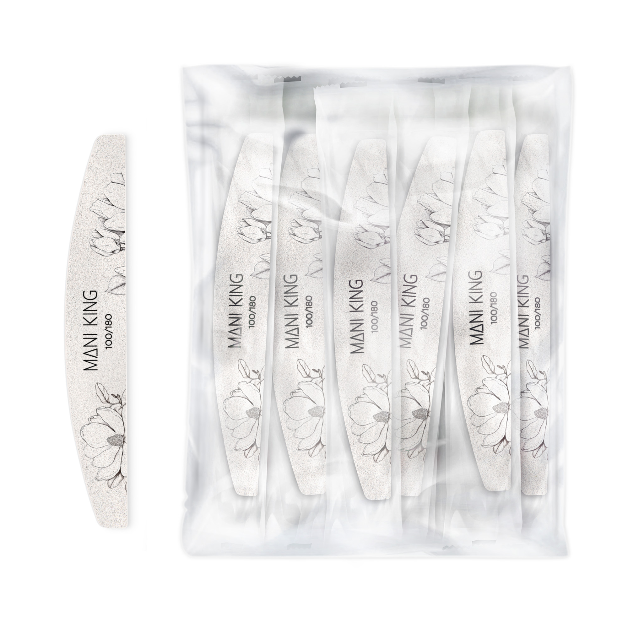 18784G25__MANI KING Mineralny Pilnik do paznokci FLORA PÓŁKSIĘŻYC 100×180 Standard BEZPIECZNY PAKIET – 25 szt__2