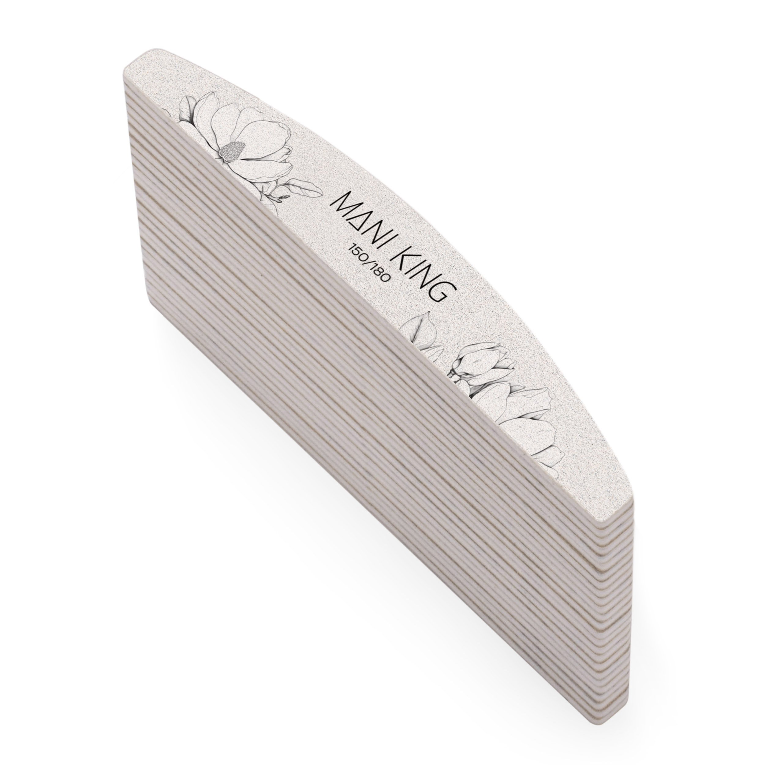 18790G25_MANI KING Mineralny Pilnik do paznokci FLORA PÓŁKSIĘŻYC 150×180 Standard- 25 szt