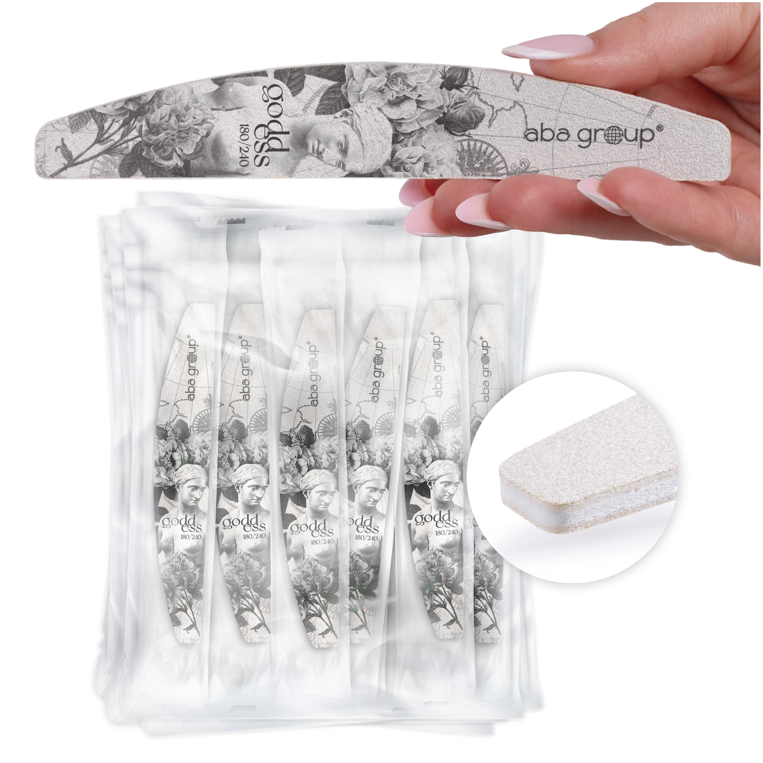 Aba Group BEZPEČNÝ BALÍK Pilník na nechty POLMESIAC 180/240 Small, STANDARD, 100 pcs