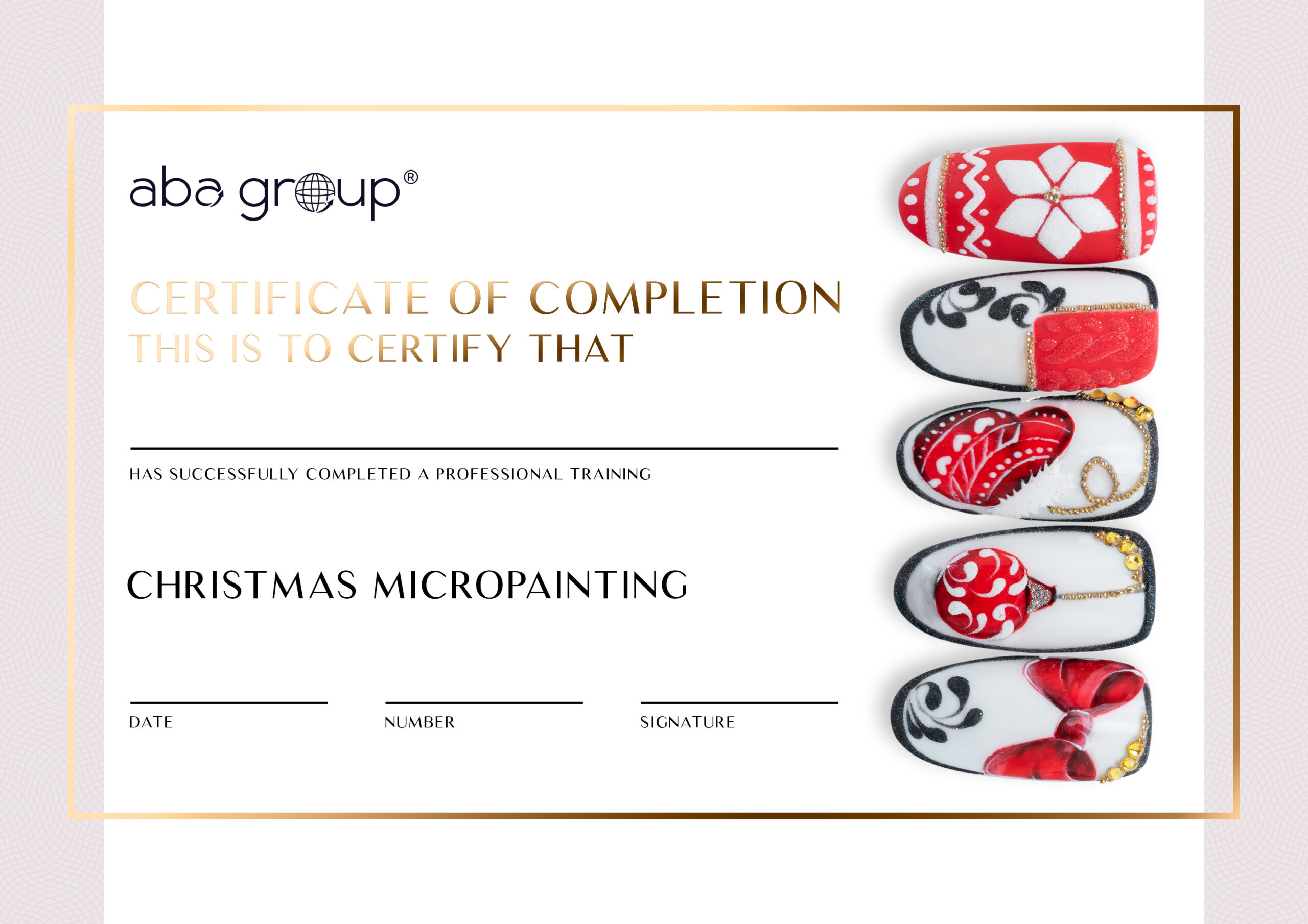 Certyfikat CHRISTMAS MICROPAINTING – dla Instruktorów Aba Group