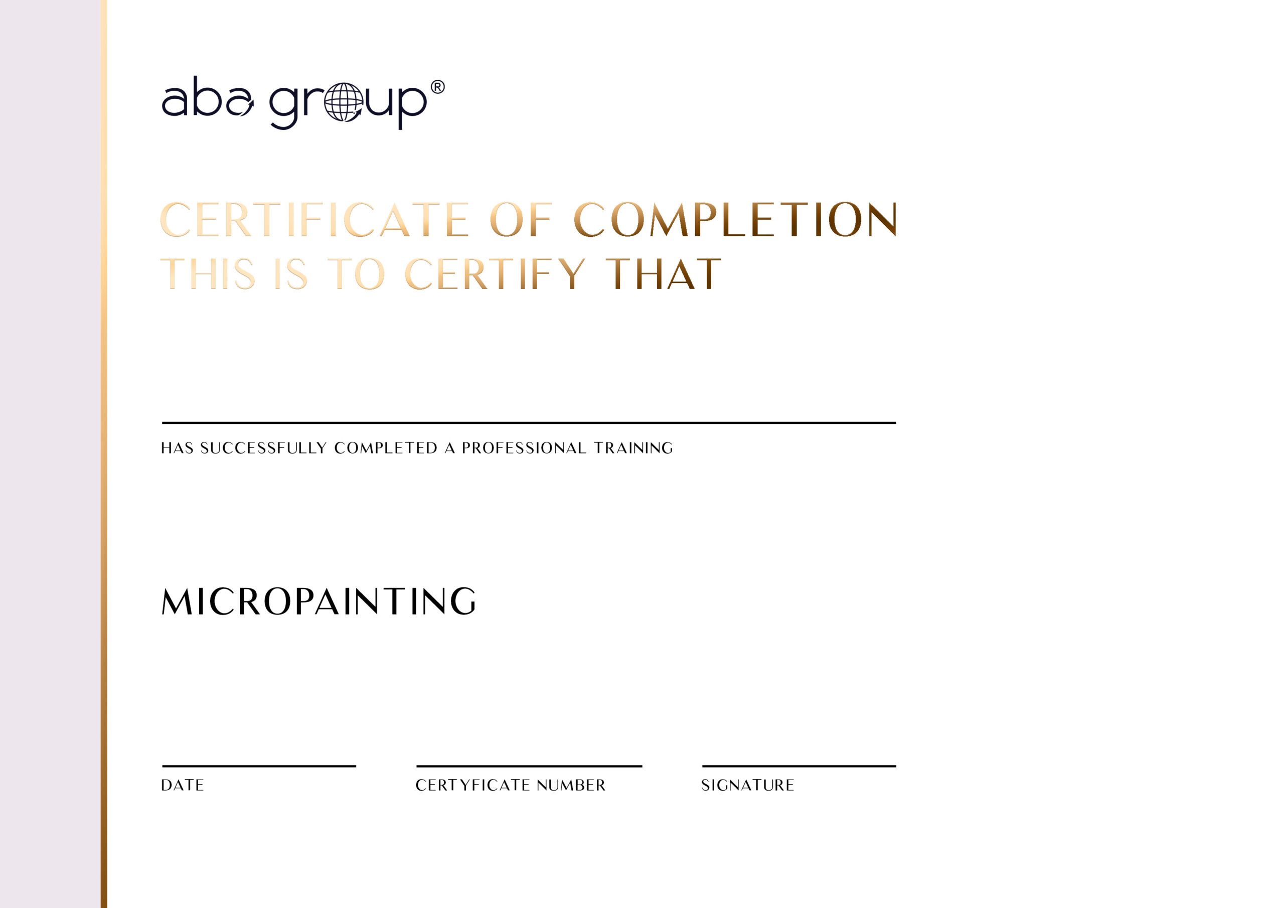 Certyfikat MICROPAINTING – dla Instruktorów Aba Group