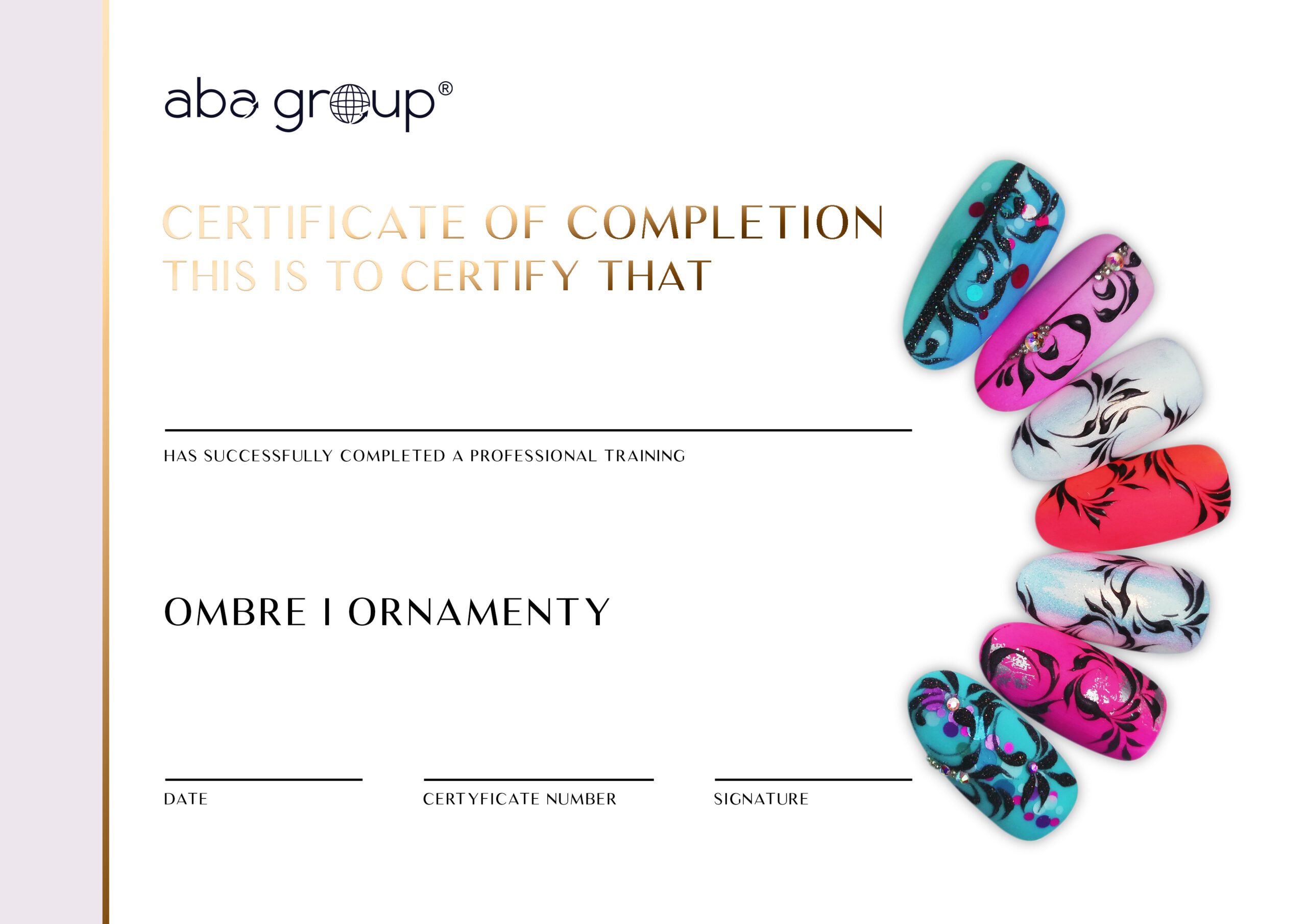 Certyfikat OMBRE I ORNAMENTY – dla Instruktorów Aba Group