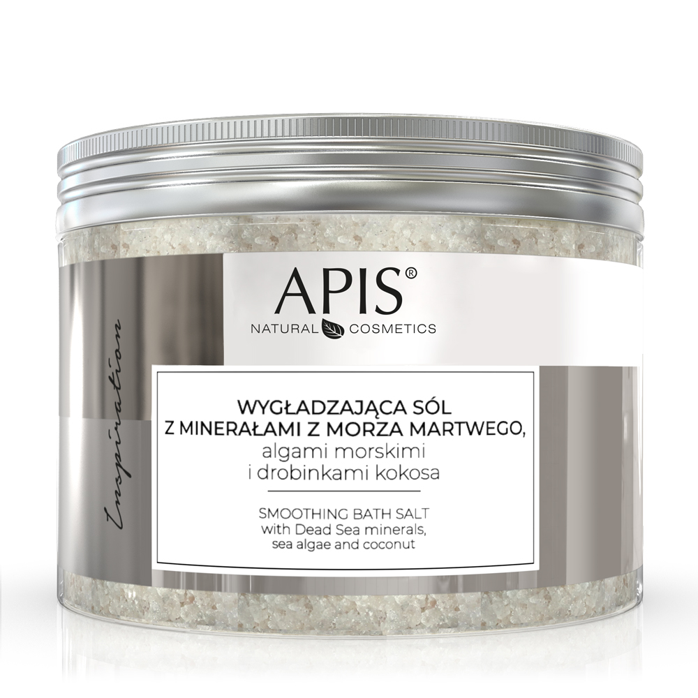 APIS – INSPIRATION – Wygładzająca sól do kąpieli z minerałami z Morza Martwego, algami morskimi i drobinkami kokosa, 650 g (7160)