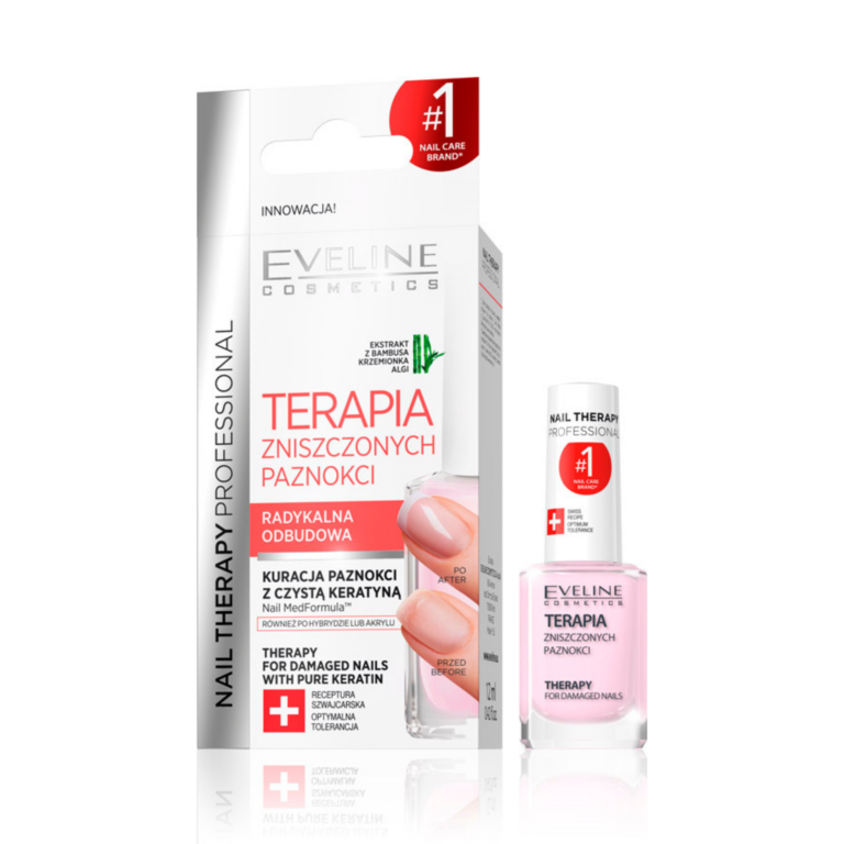 Eveline Cosmetics – NAIL THERAPY – Odżywka do paznokci – terapia zniszczonych paznokci, 12 ml