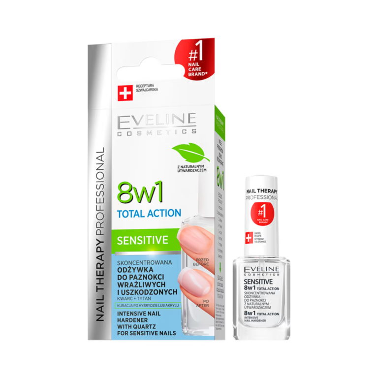 Eveline Cosmetics – NAIL THERAPY – Total Action skoncentrowana odżywka do paznokci sensitive 8w1, 12ml