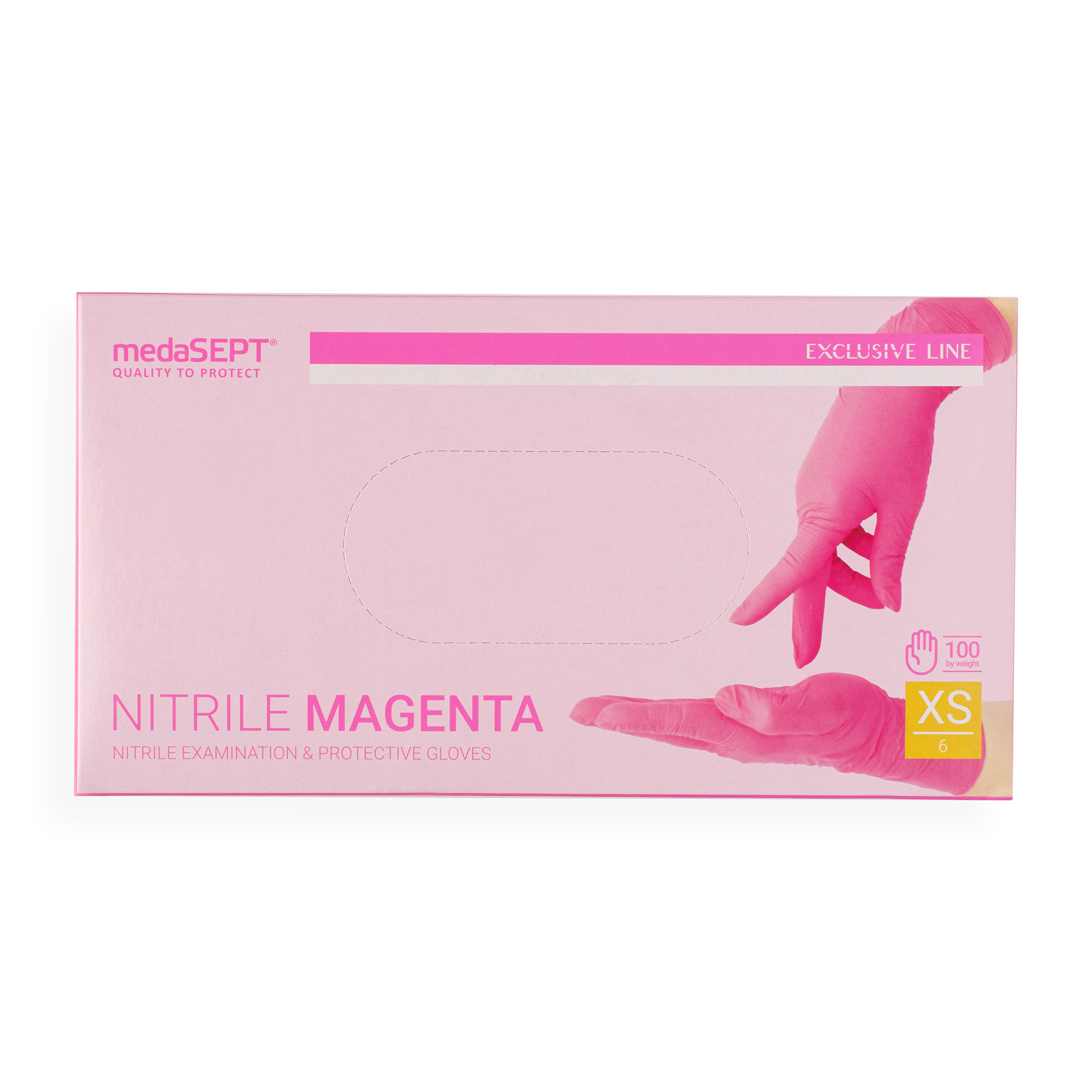 medaSEPT NITRILE MAGENTA  PINK Rękawiczki diagnostyczne, nitrylowe bezpudrowe - kat.III rozmiar XS, 100szt.