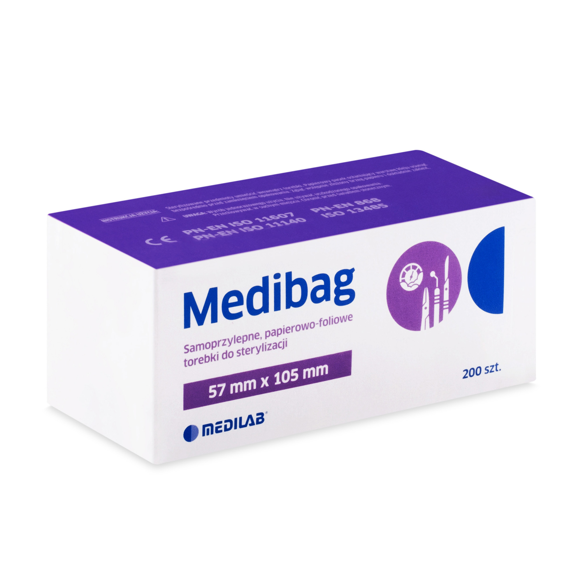 MediBag – Torebki do sterylizacji 57mm x 105mm (200szt)