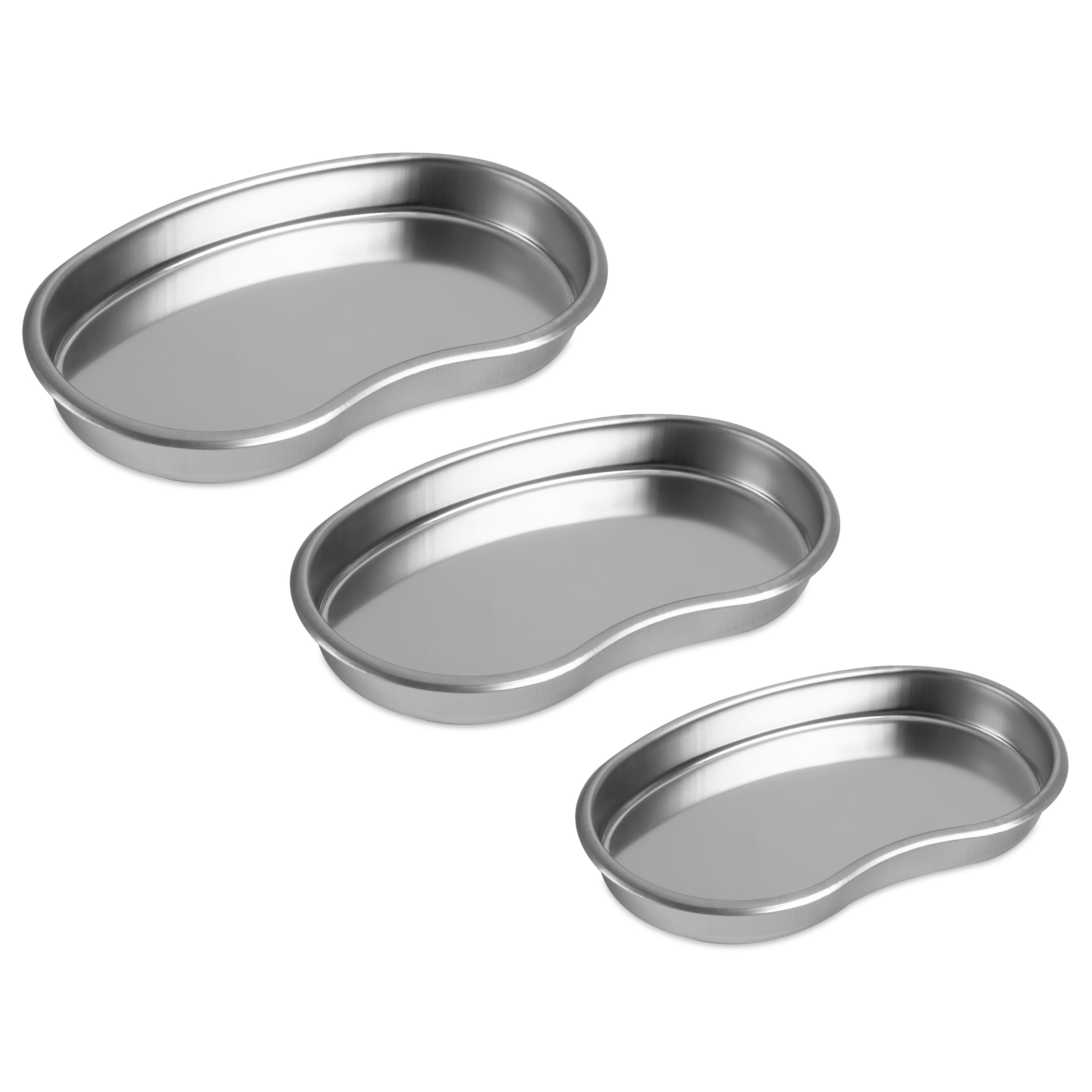 Zestaw tacek na narzędzia ze stali nierdzewnej, nerka, 3 szt.